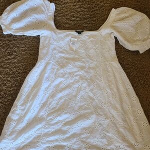 American Eagle Outfitters White Puff Sleeve Mini Dress